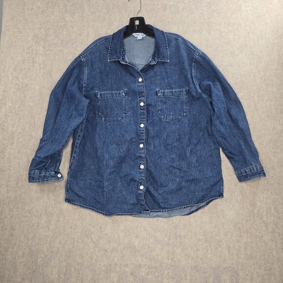 Old Navy Womens Denim Long Sleeve Button-Up Shirt Size L - Picture 1 of 7